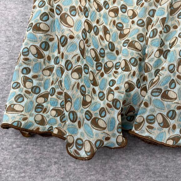 Vintage Dressbarn Y2K Midi Skirt 14/16 Teal Brown Funky Retro Flare Hem Fairy - Picture 13 of 13